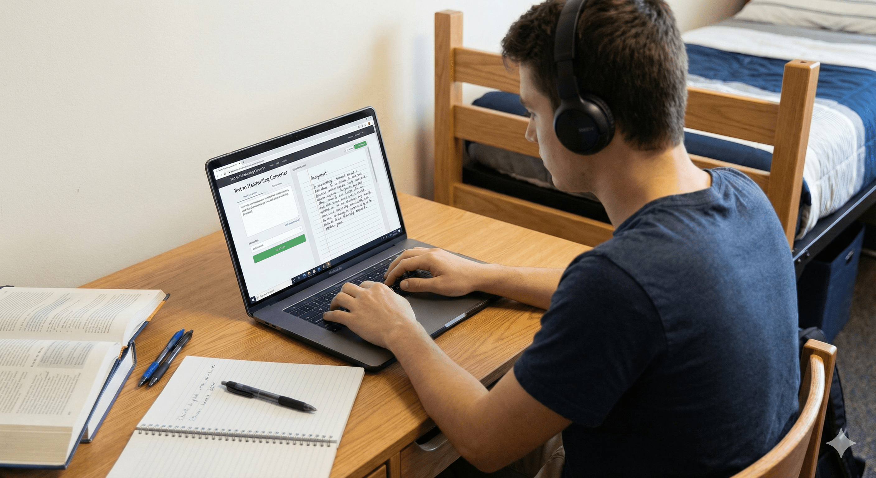 Student using text to handwriting for assignments